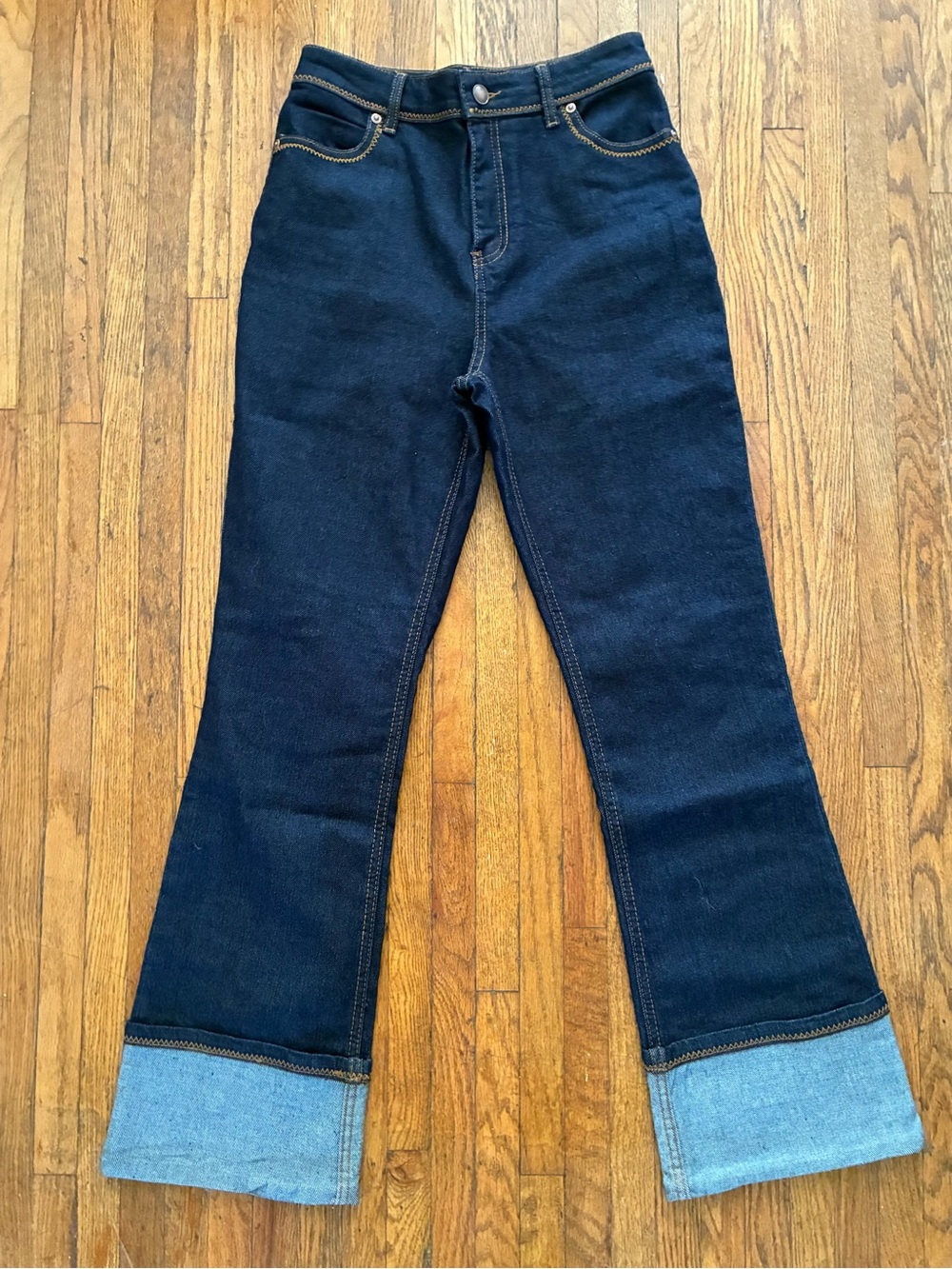 House of Harlow 1960 Dark Blue High-Rise Cuffed Jeans